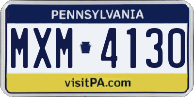 PA license plate MXM4130