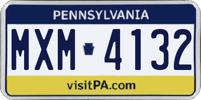 PA license plate MXM4132