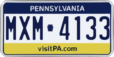 PA license plate MXM4133