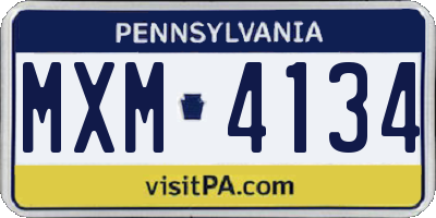 PA license plate MXM4134