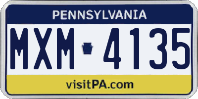 PA license plate MXM4135
