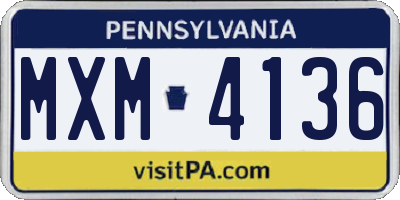 PA license plate MXM4136