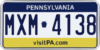 PA license plate MXM4138