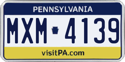 PA license plate MXM4139