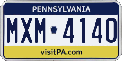 PA license plate MXM4140