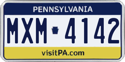 PA license plate MXM4142