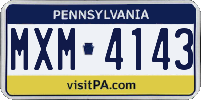 PA license plate MXM4143
