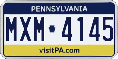 PA license plate MXM4145