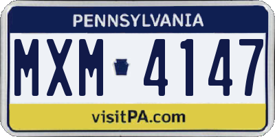 PA license plate MXM4147