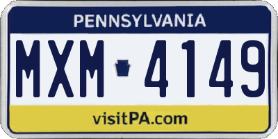 PA license plate MXM4149