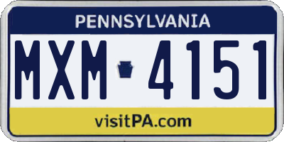 PA license plate MXM4151