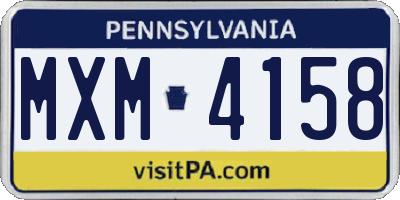 PA license plate MXM4158