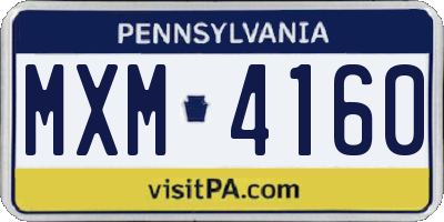 PA license plate MXM4160