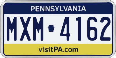 PA license plate MXM4162