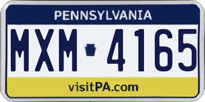 PA license plate MXM4165
