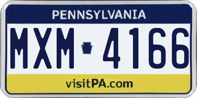 PA license plate MXM4166