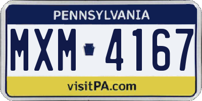 PA license plate MXM4167