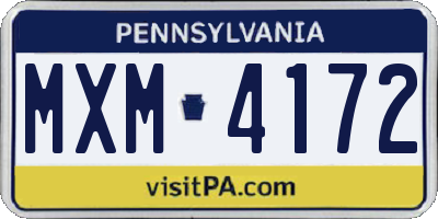 PA license plate MXM4172