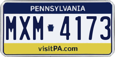 PA license plate MXM4173