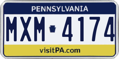 PA license plate MXM4174