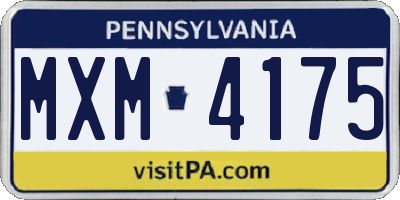 PA license plate MXM4175