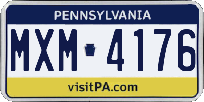 PA license plate MXM4176