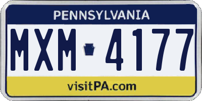PA license plate MXM4177