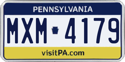 PA license plate MXM4179