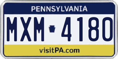 PA license plate MXM4180