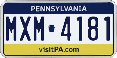 PA license plate MXM4181