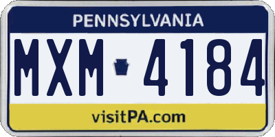 PA license plate MXM4184