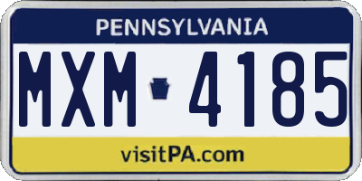 PA license plate MXM4185