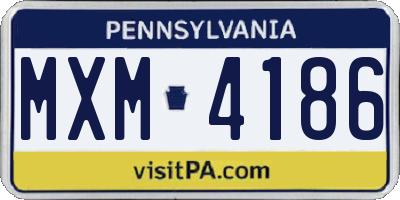 PA license plate MXM4186