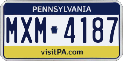 PA license plate MXM4187