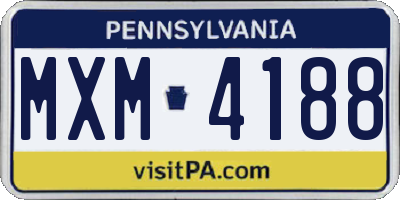 PA license plate MXM4188