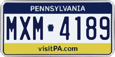 PA license plate MXM4189