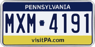 PA license plate MXM4191