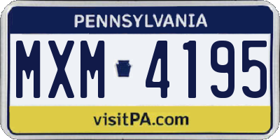 PA license plate MXM4195