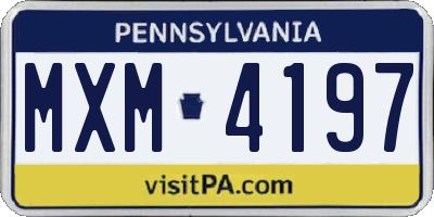 PA license plate MXM4197