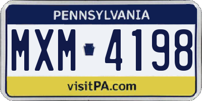 PA license plate MXM4198