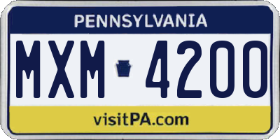 PA license plate MXM4200
