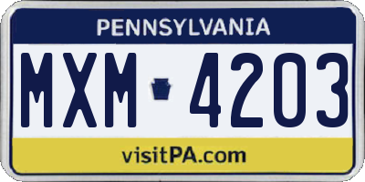 PA license plate MXM4203