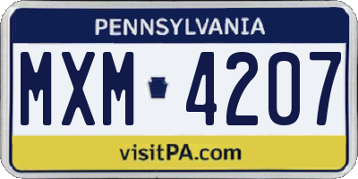 PA license plate MXM4207