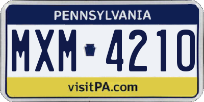 PA license plate MXM4210