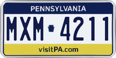 PA license plate MXM4211