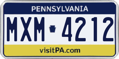 PA license plate MXM4212