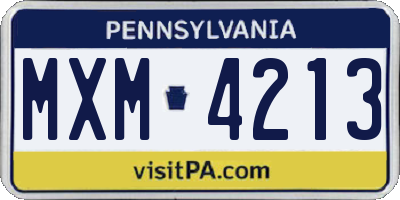 PA license plate MXM4213
