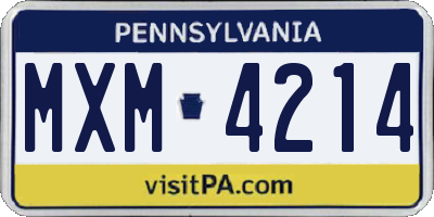 PA license plate MXM4214