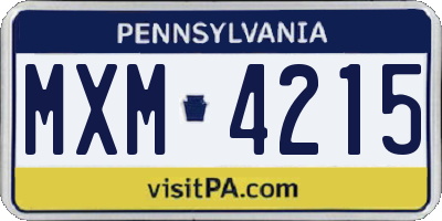 PA license plate MXM4215