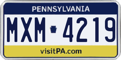 PA license plate MXM4219
